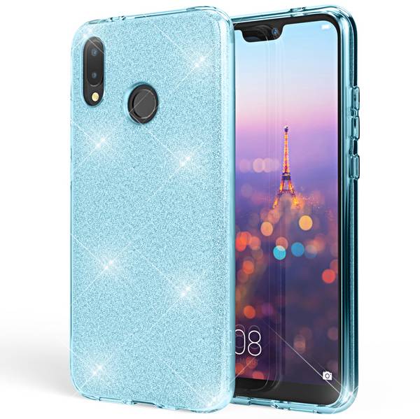 Huawei P20 Lite Hülle Handyhülle von NALIA, Glitzer Silikon-Case Back-Cover Türkis