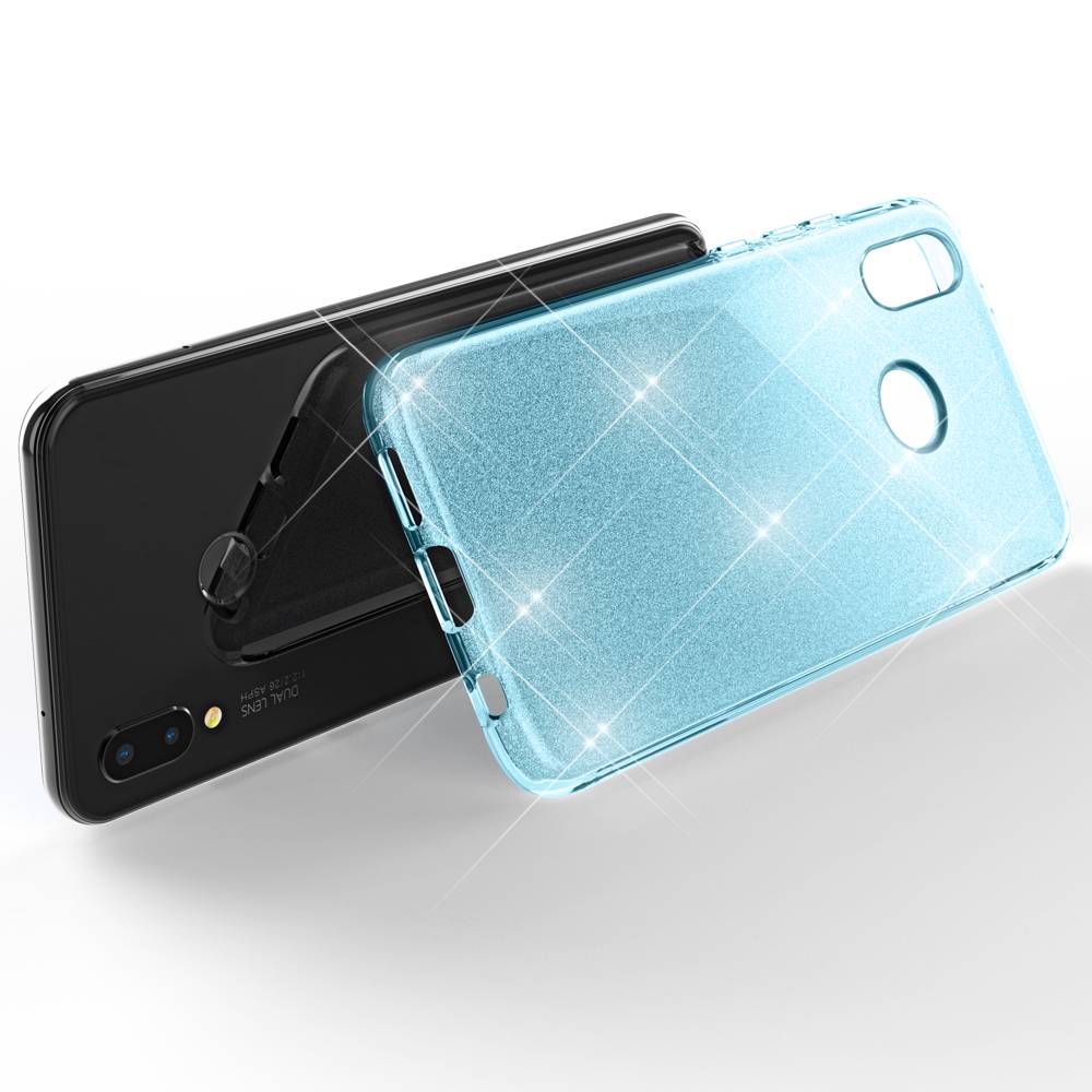 Huawei P20 Lite Hülle Handyhülle von NALIA, Glitzer Silikon-Case Back-Cover Türkis-1
