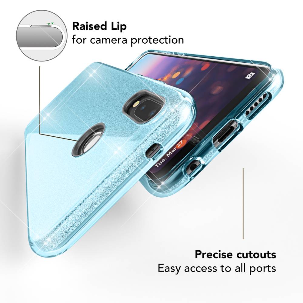 Huawei P20 Lite Hülle Handyhülle von NALIA, Glitzer Silikon-Case Back-Cover Türkis-4