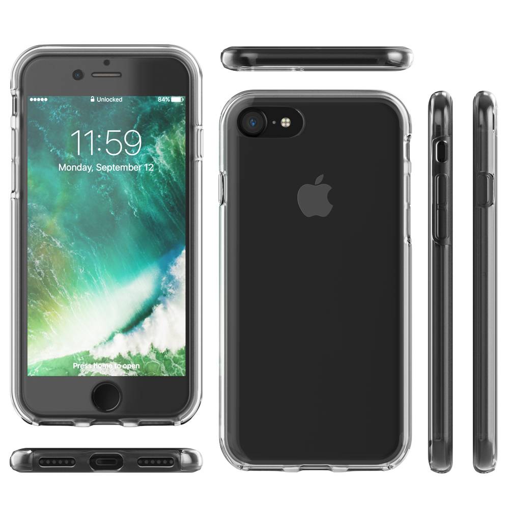 NALIA 360° Handy Hülle für iPhone SE 2022 / SE 2020 / 8 / 7, Case Cover Schutz Transparent-3