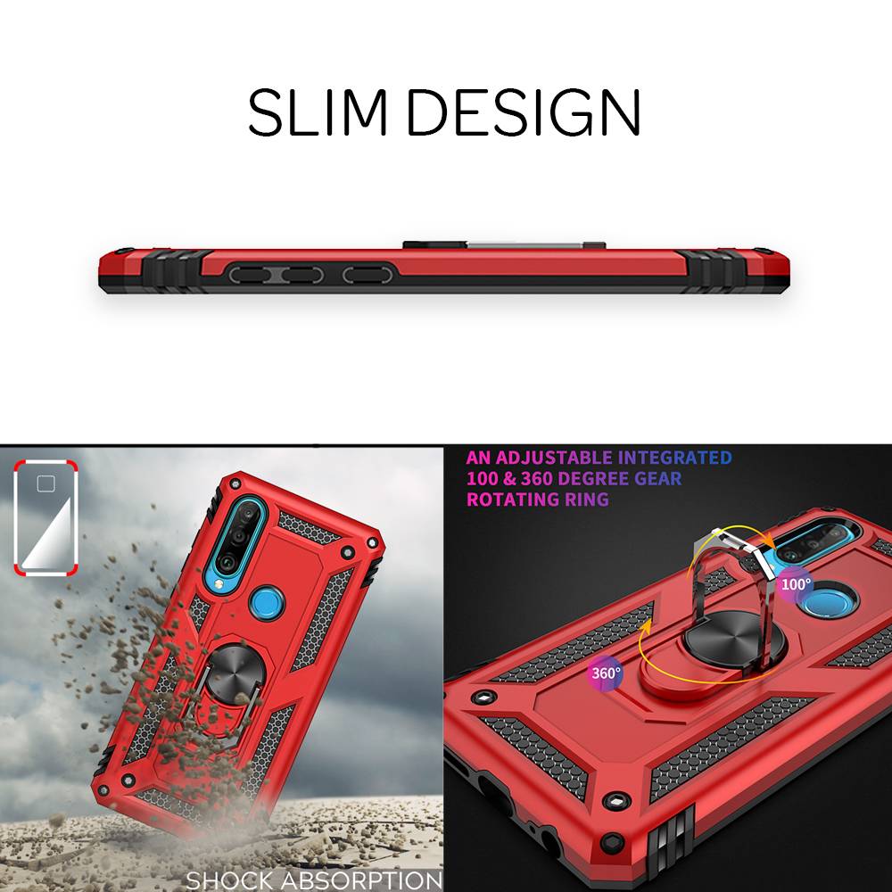 NALIA Ring Handy Hülle für Huawei P30 Lite, 360 Grad Schutz Case Cover Bumper Schwarz-4