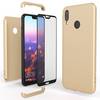 Huawei P20 Lite Hülle 360 Grad Handyhülle mit Displayschutz von NALIA, 360° Cover Gold