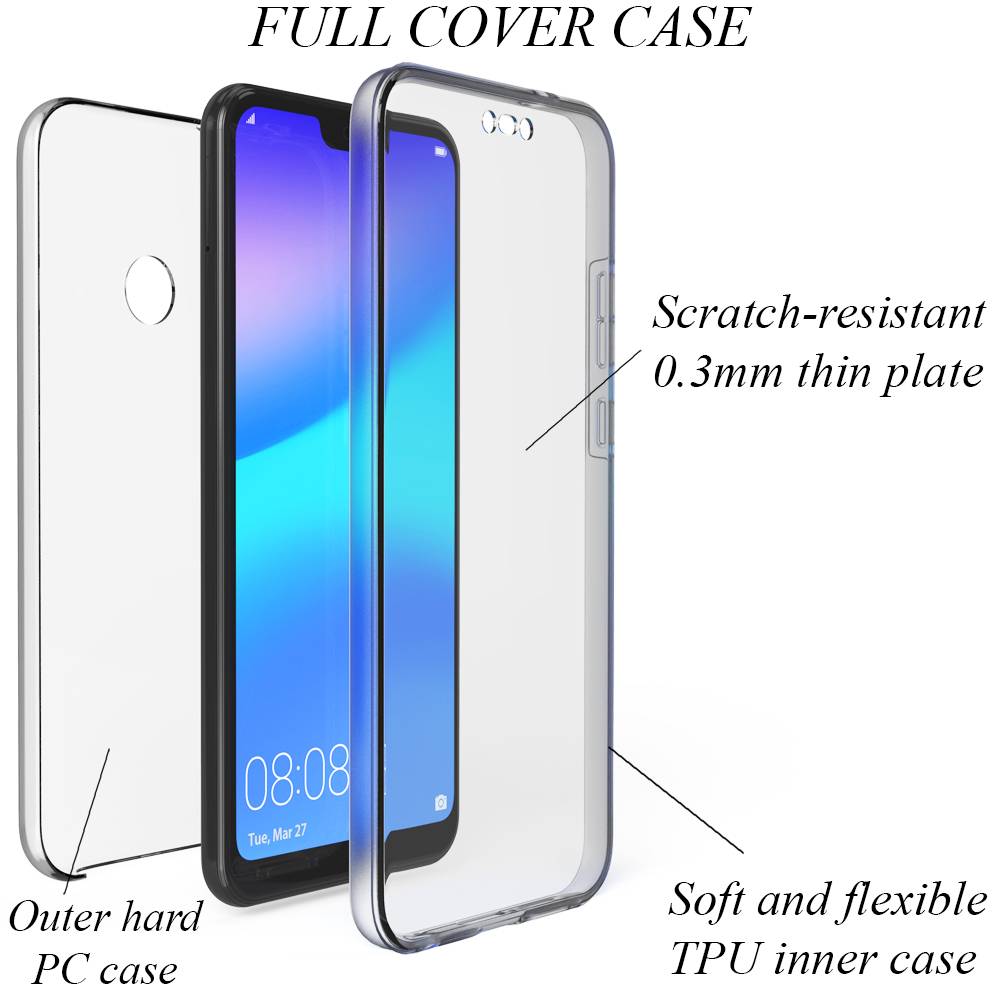 NALIA 360 Grad Handy Hülle für Huawei P20 Lite, Full Cover Case Rundum Bumper Transparent-0