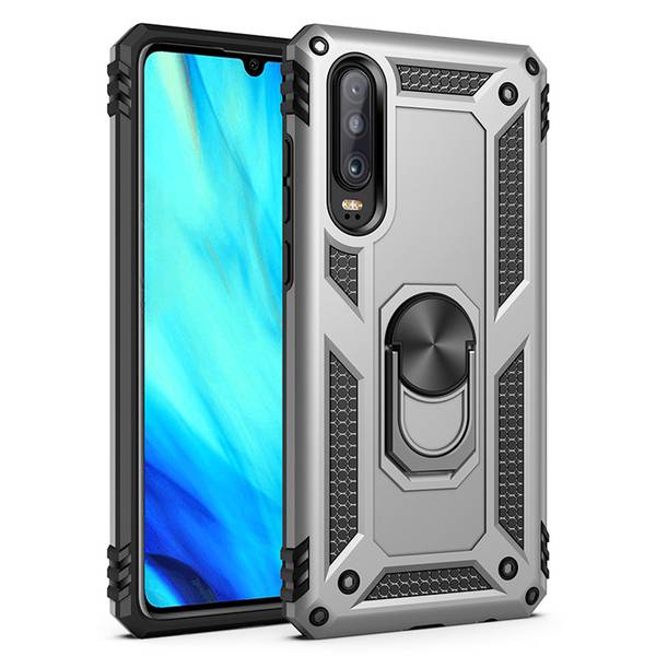 NALIA Ring Handy Hülle für Huawei P30, 360 Grad Schutz Case Cover Tasche Bumper Silber