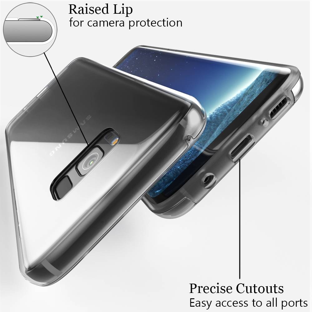 NALIA 360 Grad Handy Hülle für Samsung Galaxy S8, Full Cover Silikon Bumper Etui Schwarz-1