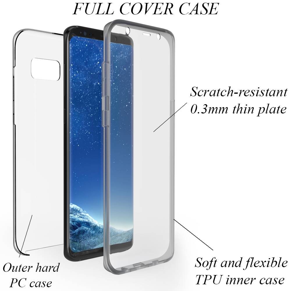 NALIA 360 Grad Handy Hülle für Samsung Galaxy S8, Full Cover Silikon Bumper Etui Schwarz-2