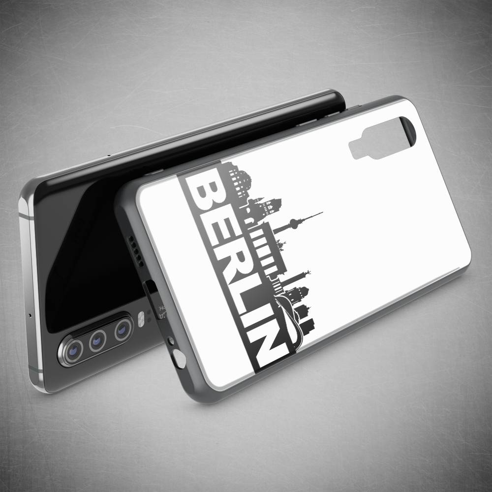 NALIA Motiv Handyhülle für Huawei P30, Schutz Case Cover Tasche Bumper Etui Schale Berlin Skyline Weiß-1