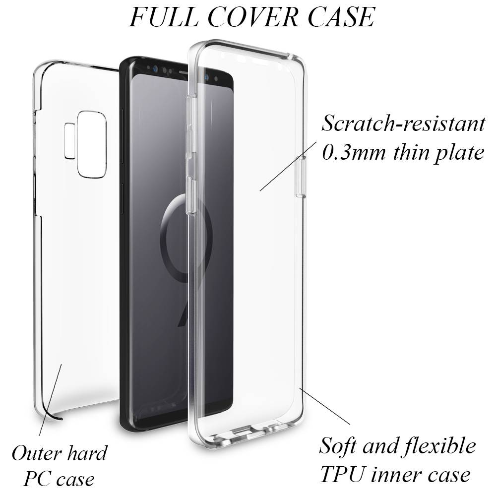 NALIA 360 Grad Handy Hülle für Samsung Galaxy S9, Full Cover Case Bumper Etui Transparent-4