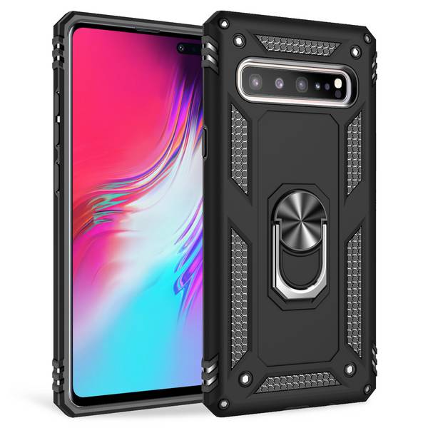 NALIA Ring Handy Hülle für Samsung Galaxy S10 5G, 360 Grad Schutz Case Cover Schwarz