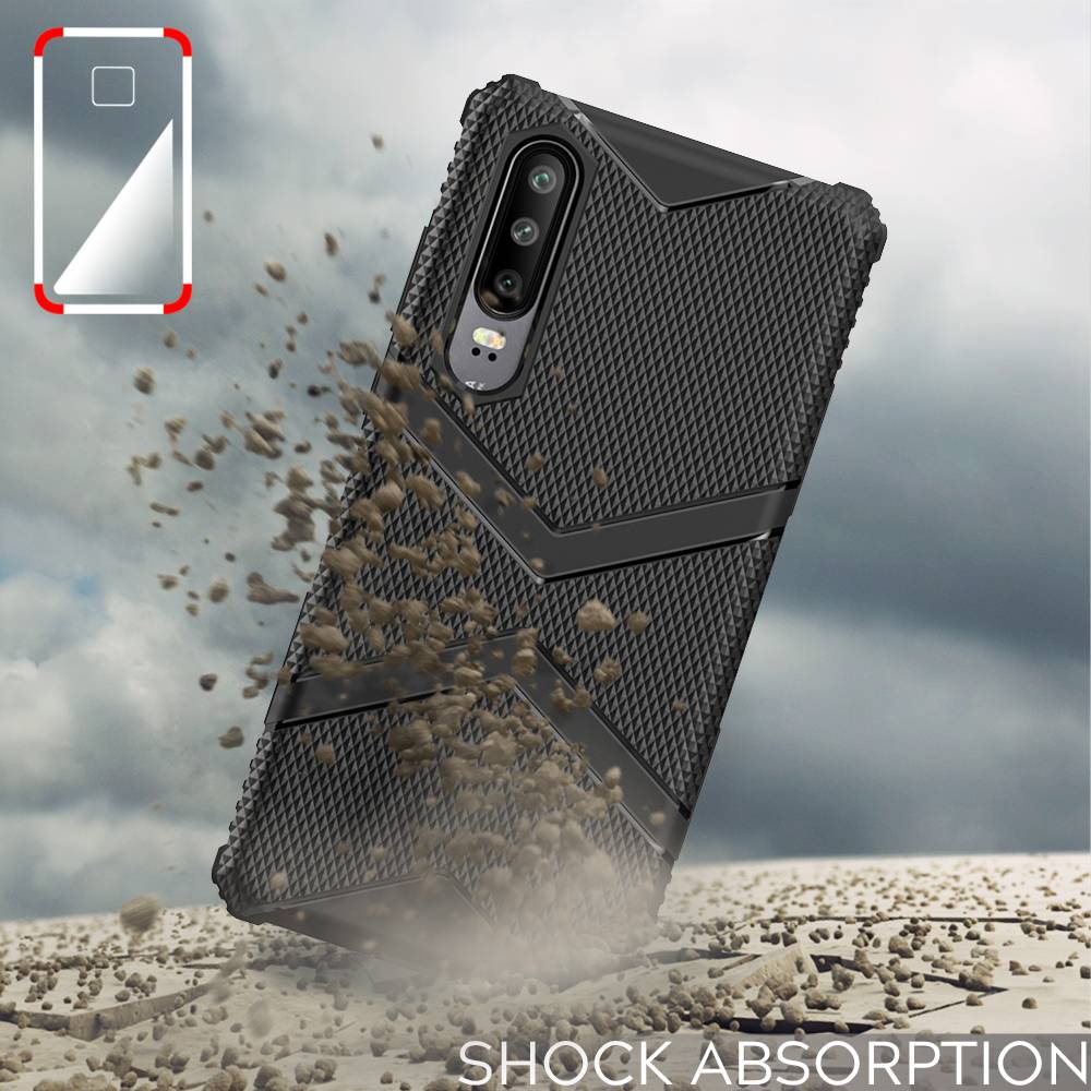 NALIA Handy Hülle kompatibel mit Huawei P30, Silikon Case Cover Bumper stoßfest Schwarz-4