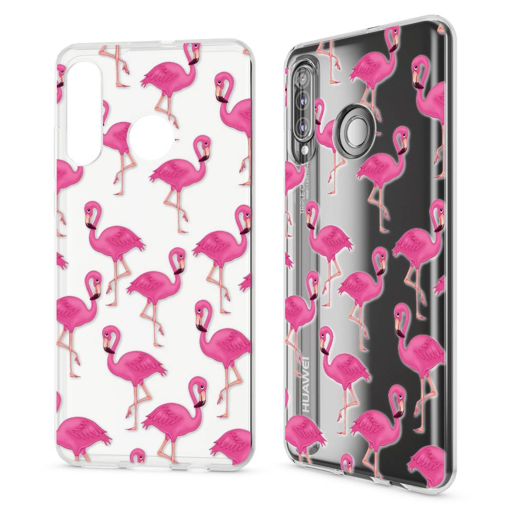 NALIA Hülle für Huawei P30 Lite, Motiv Handy Hülle Slim Silikon Case Schutzhülle Flamingo Pink-0