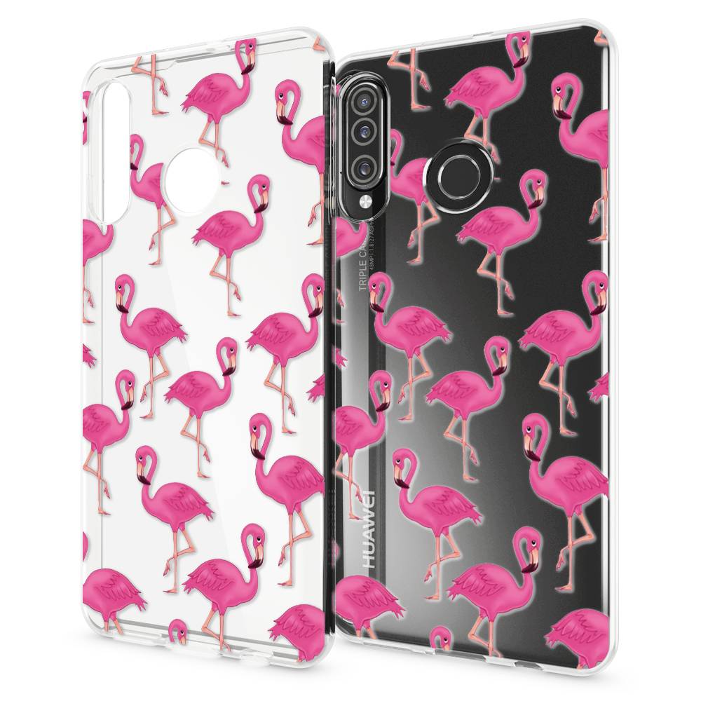 NALIA Hülle für Huawei P30 Lite, Motiv Handy Hülle Slim Silikon Case Schutzhülle Flamingo Pink-2