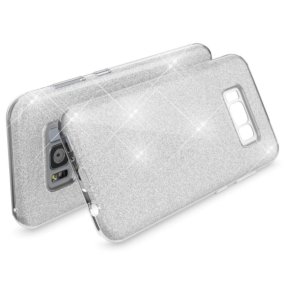 Samsung Galaxy S8 Hülle Handyhülle von NALIA, Glitzer Slim Case Cover Schutzhülle Silber-1