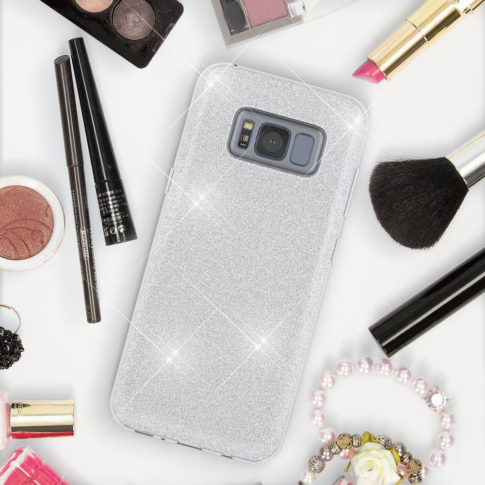 Samsung Galaxy S8 Hülle Handyhülle von NALIA, Glitzer Slim Case Cover Schutzhülle Silber-2