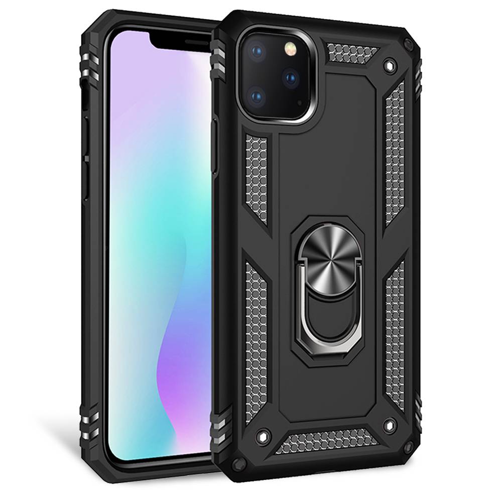 NALIA Ring Handy Hülle für iPhone 11 Pro Max, 360 Grad Schutz Case Cover Tasche Schwarz-0