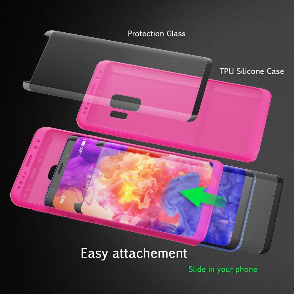 NALIA 360 Grad Handy Hülle für Samsung Galaxy S9, Full Cover Case Silikon Bumper Schwarz-1