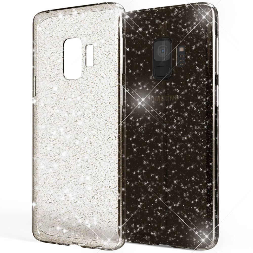 NALIA Glitter Handy Hülle für Samsung Galaxy S9, Glitzer Silikon Case Cover Schwarz-0