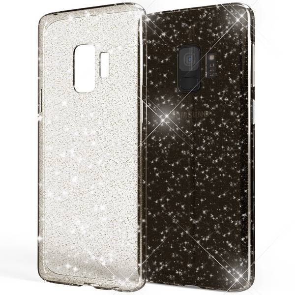 NALIA Glitter Handy Hülle für Samsung Galaxy S9, Glitzer Silikon Case Cover Schwarz
