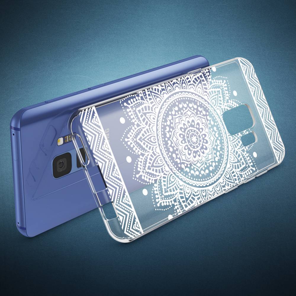 Samsung Galaxy S9 Hülle Handyhülle von NALIA, Slim Silikon Motiv Case Schutzhülle Circle Flowers-1