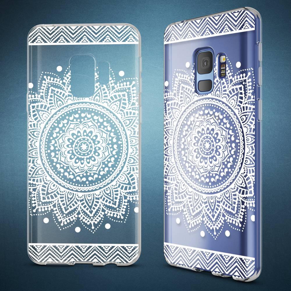 Samsung Galaxy S9 Hülle Handyhülle von NALIA, Slim Silikon Motiv Case Schutzhülle Circle Flowers-2