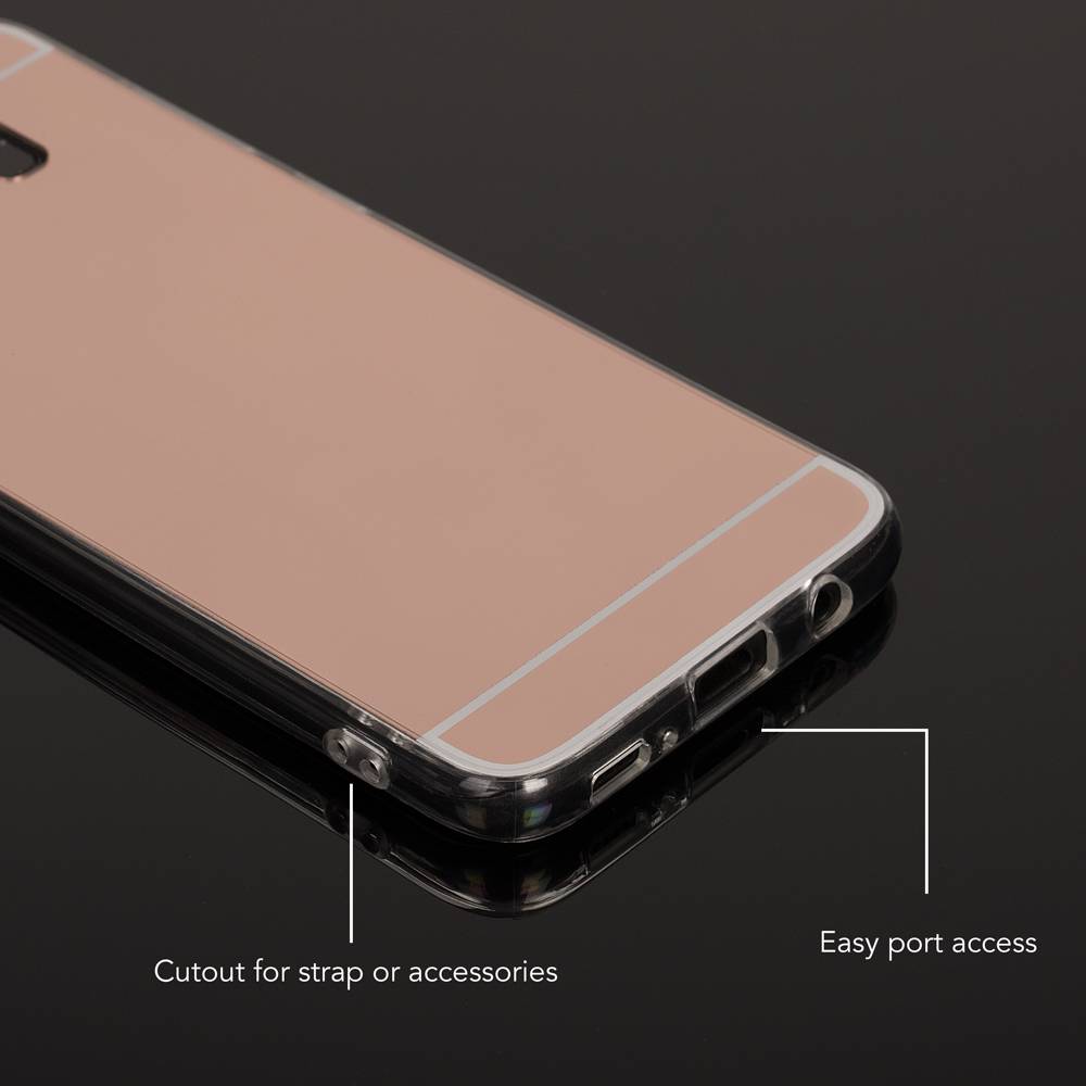 Samsung Galaxy S8 Spiegel Hülle von NALIA, Mirror Case Dünne Silikon Handyhülle Rose Gold-2