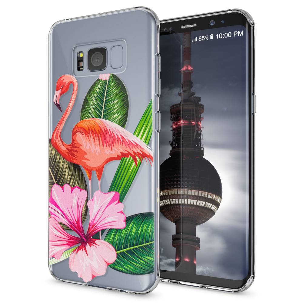 Samsung Galaxy S8 Hülle Handyhülle von NALIA, Slim Silikon Motiv Case Schutzhülle Flamingo Green-0
