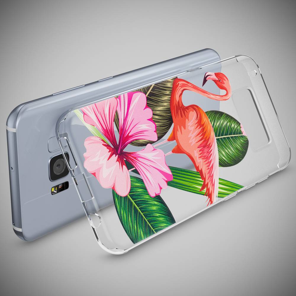 Samsung Galaxy S8 Hülle Handyhülle von NALIA, Slim Silikon Motiv Case Schutzhülle Flamingo Green-3