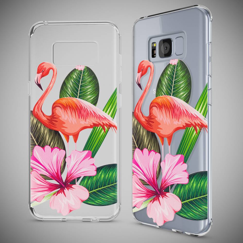 Samsung Galaxy S8 Hülle Handyhülle von NALIA, Slim Silikon Motiv Case Schutzhülle Flamingo Green-4