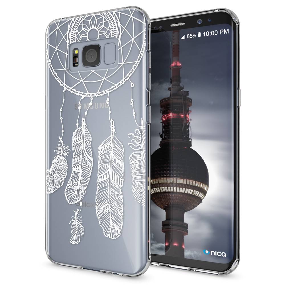 Samsung Galaxy S8 Hülle Handyhülle von NALIA, Slim Silikon Motiv Case Schutzhülle Feathers-0