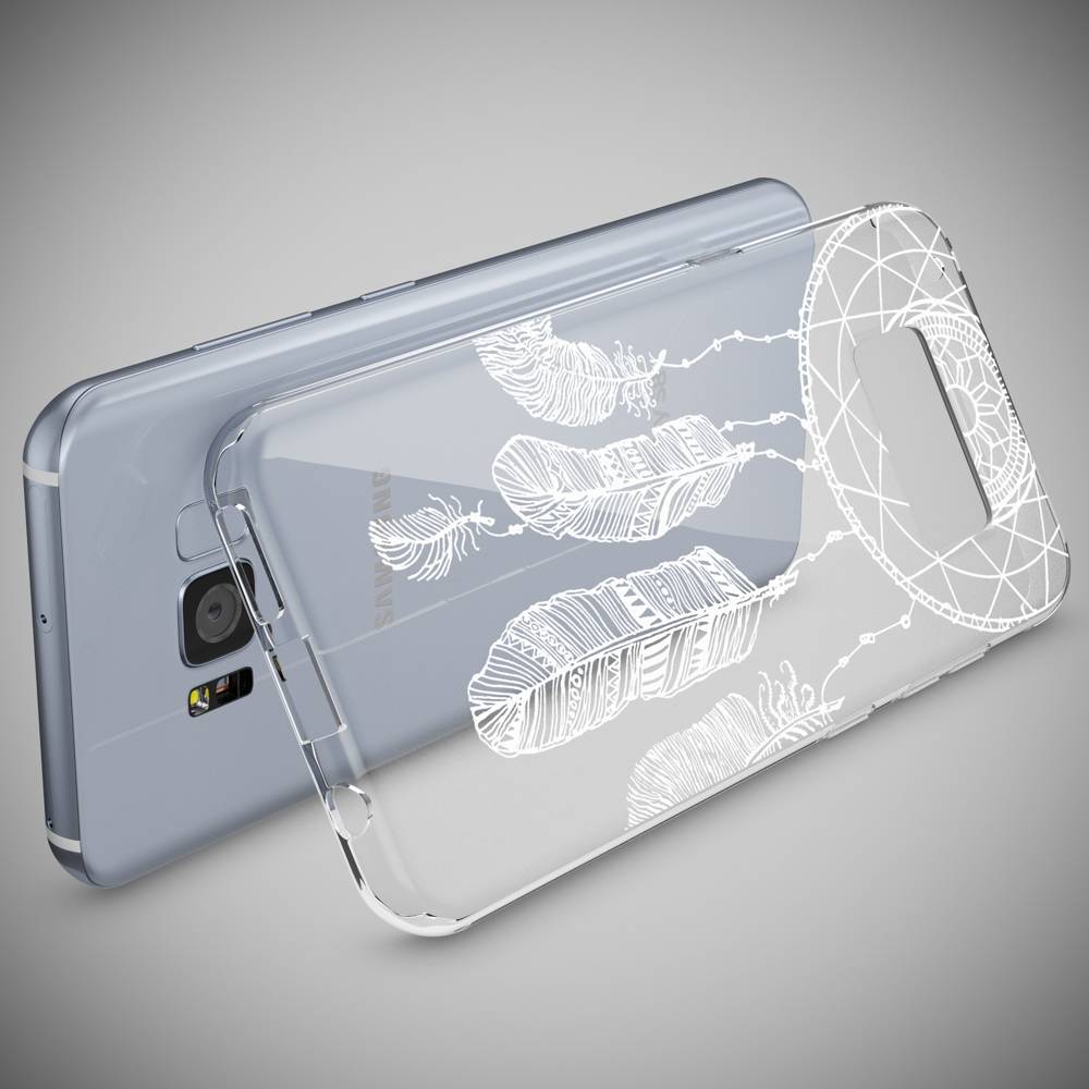 Samsung Galaxy S8 Hülle Handyhülle von NALIA, Slim Silikon Motiv Case Schutzhülle Feathers-3