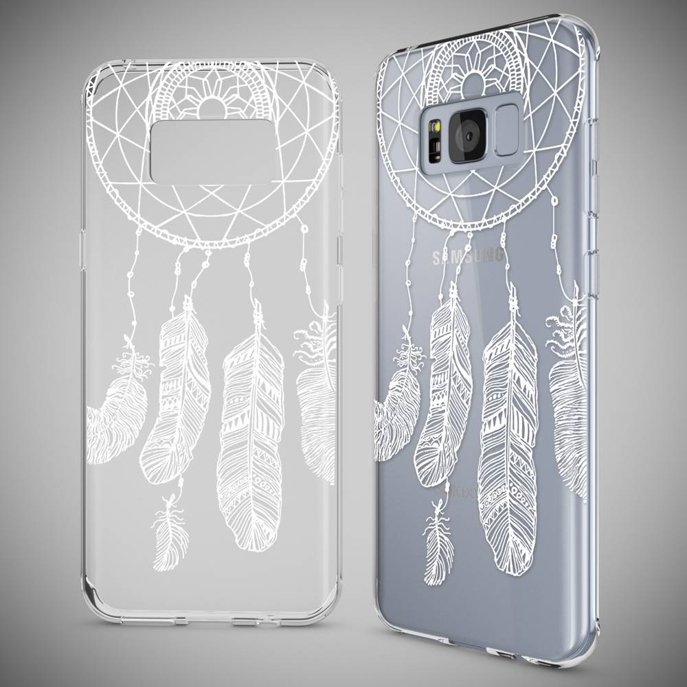 Samsung Galaxy S8 Hülle Handyhülle von NALIA, Slim Silikon Motiv Case Schutzhülle Feathers-4