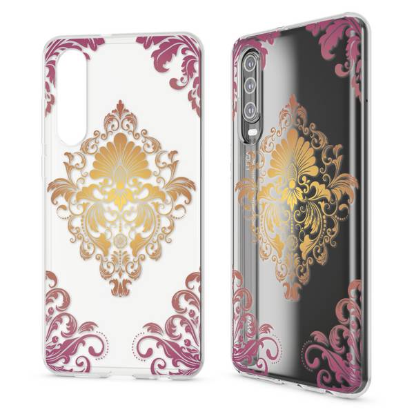 NALIA Hülle für Huawei P30, Motiv Handyhülle Slim Silikon Case Cover Schutzhülle Royal Ornament