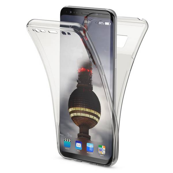 NALIA 360 Grad Hülle für Samsung Galaxy S8, Full Cover Handy Schutzhülle Case Grau