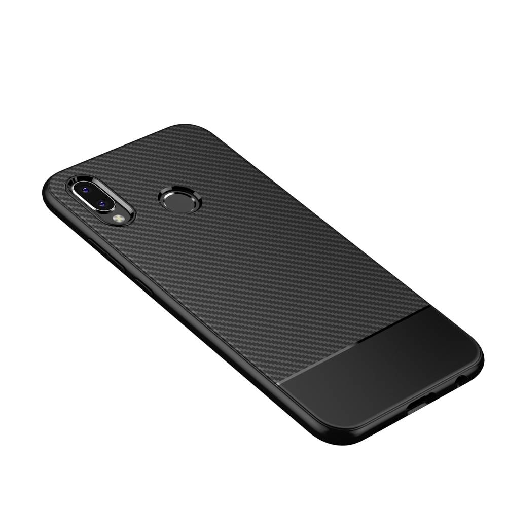 Huawei P20 Lite Handy Hülle von NALIA, Slim Soft Silikon Case Dünne Carbon Look Schwarz-4