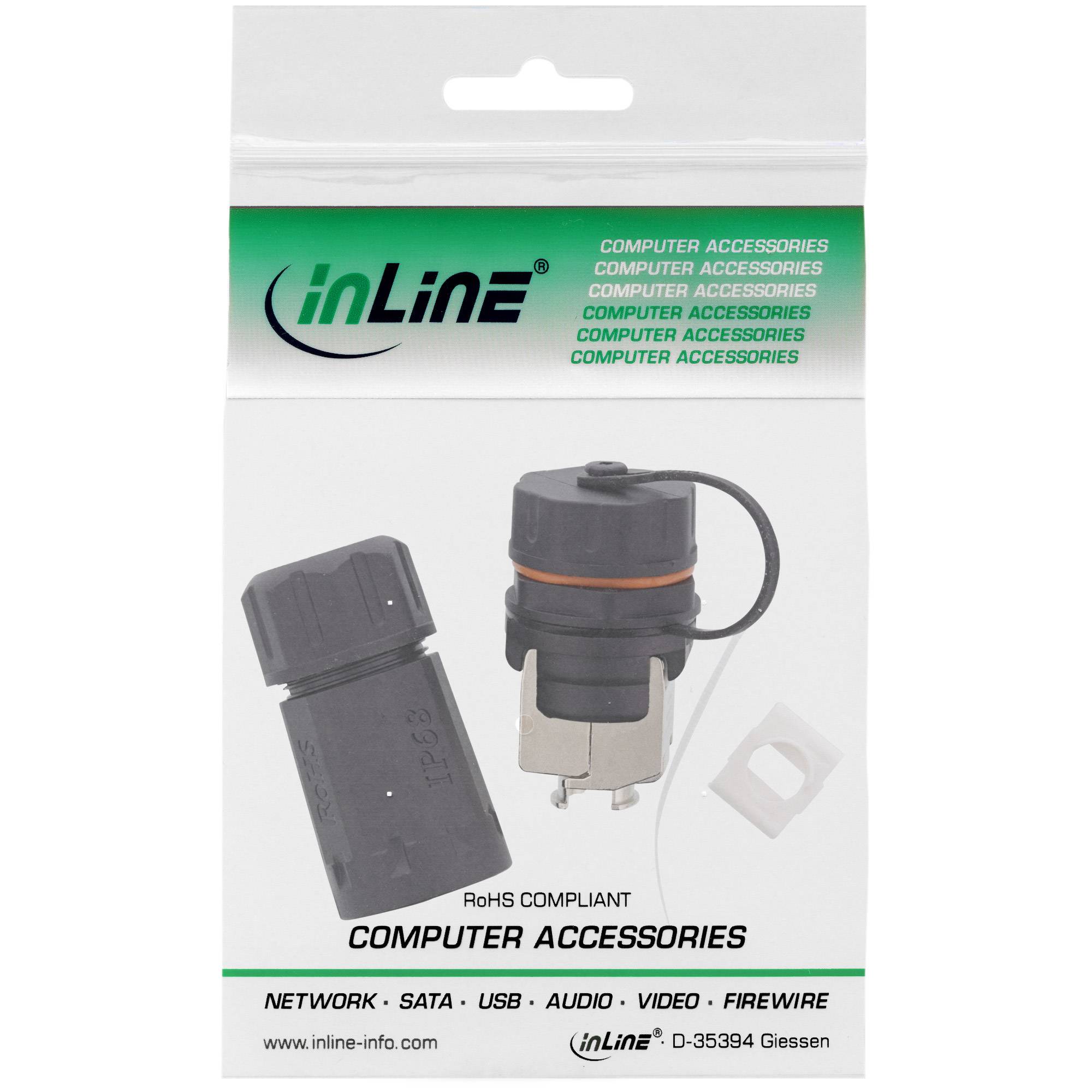 InLine® Patchkabelbuchse, RJ45 Cat.6A, IP68, für Industrie, mit Staubkappe-4