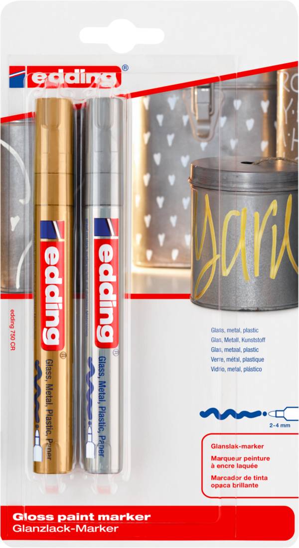 Glanzlack-Marker edding 750 2-4mm gold und silber VE=2 Stück