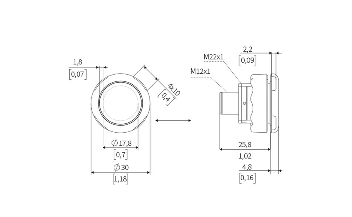 Kapazitiver Taster aus Kunststoff IP69K - AC903 - autosen-2