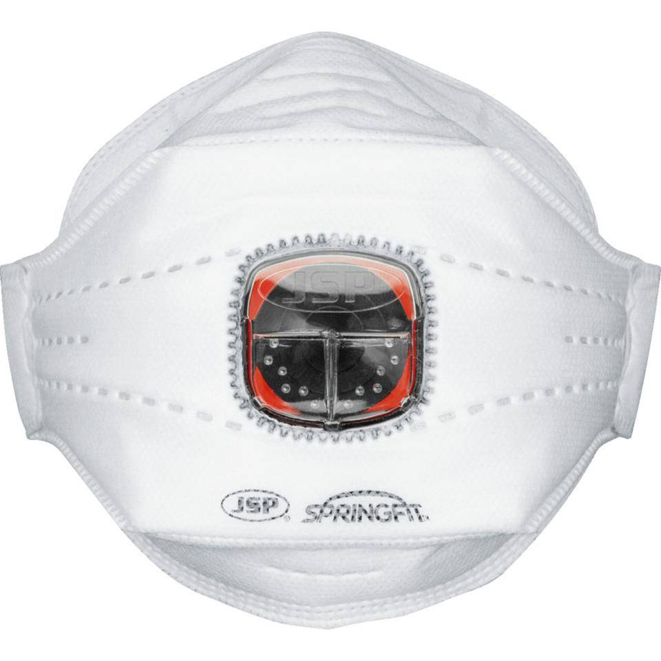 JSP® Einwegmaske SPRINGFIT™ 435 FFP3 NR D, Kat.III, Typhoon™ Ventil, weiß, 10/VE-0