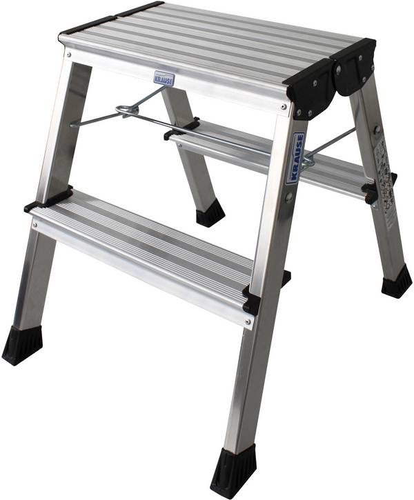 Krause 130037 130037 Aluminium Doppel-Klapptritt klappbar Arbeitshöhe (max.): 2.45 m Silber 1.7 kg