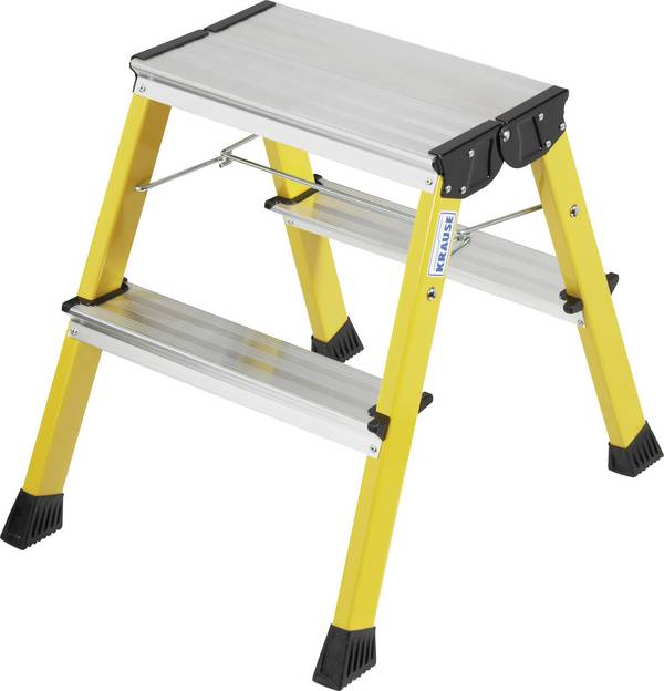Krause  130044 Aluminium Doppel-Klapptritt klappbar Arbeitshöhe (max.): 2.45 m Gelb 1.7 kg