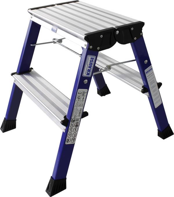 Krause 130082 130082 Aluminium Doppel-Klapptritt klappbar Arbeitshöhe (max.): 2.45 m Blau 1.7 kg