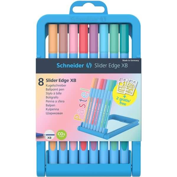 8 Kugelschreiber Slider Edge XB Pastell blau Schreibfarbe