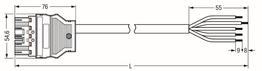 WAGO WINSTA MIDI Steckverbinder-System 3-5x4 mm² Anschlussleitung, Stecker - offenes Leitungsende, 5 polig, schwarz-1