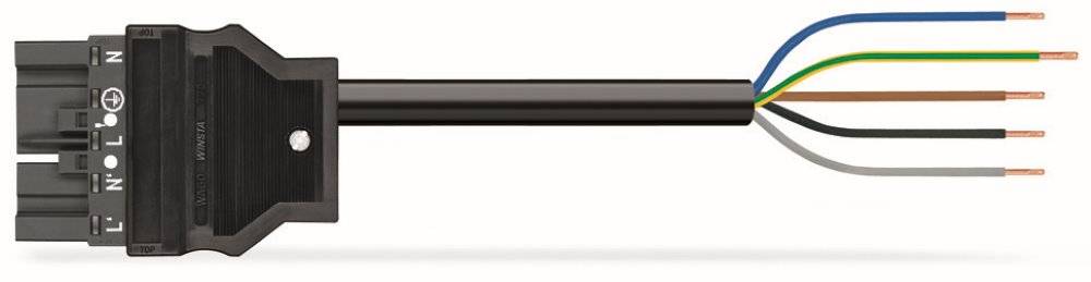 WAGO WINSTA MIDI Steckverbinder-System 3-5x4 mm² Anschlussleitung, Stecker - offenes Leitungsende, 5 polig, schwarz-0