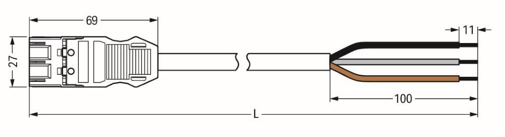 WAGO WINSTA MIDI Steckverbinder-System 3-5x4 mm² Anschlussleitung, Stecker - offenes Leitungsende, 3 polig, schwarz-1