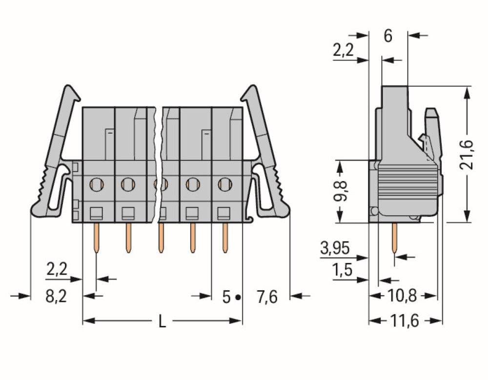 WAGO WINSTA MIDI Steckverbinder-System 3-5x4 mm² Anschlussleitung, Buchse - offenes Leitungsende, 5 polig, schwarz-0