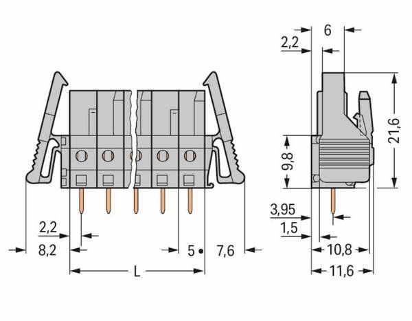 WAGO WINSTA MIDI Steckverbinder-System 3-5x4 mm² Anschlussleitung, Buchse - offenes Leitungsende, 5 polig, schwarz