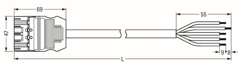 WAGO WINSTA MIDI Steckverbinder-System 3-5x4 mm² Anschlussleitung, Stecker - offenes Leitungsende, 5 polig, schwarz-1