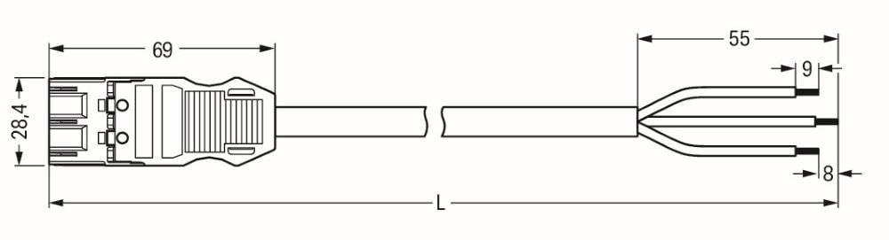 WAGO WINSTA MIDI Steckverbinder-System 3-5x4 mm² Anschlussleitung, Stecker - offenes Leitungsende, 3 polig, weiß-1