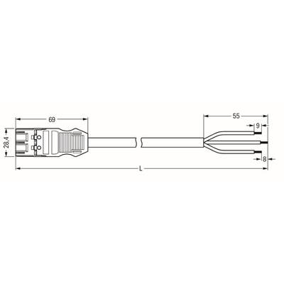 WAGO WINSTA MIDI Steckverbinder-System 3-5x4 mm² Anschlussleitung, Stecker - offenes Leitungsende, 3 polig, weiß-1